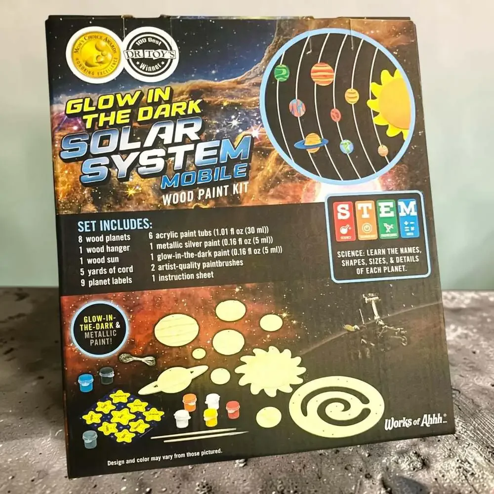 MasterPieces Works of Ahhh Glow in the Dark Solar System Mobile Wood Paint Kit